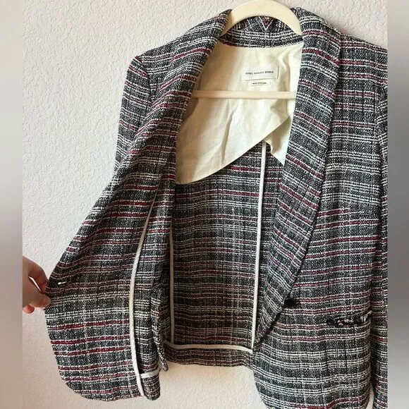 Isabel Marant Etoile Tweed Blazer in Black/Red/White, Size 36 (US S) - Picture 7 of 12